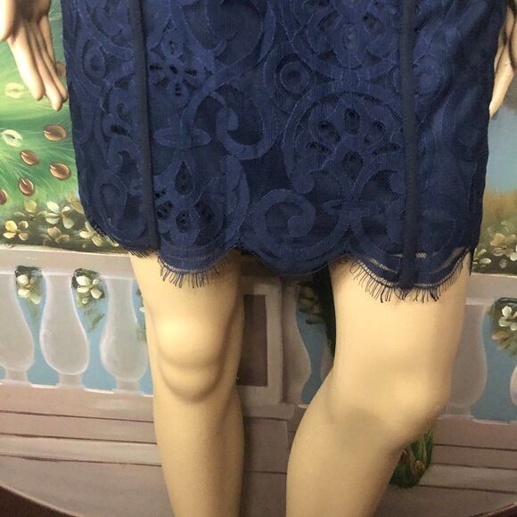 Xtaren Navy Blue Lace Sweetheart Neckline Dress Sz. L - Picture 5 of 9